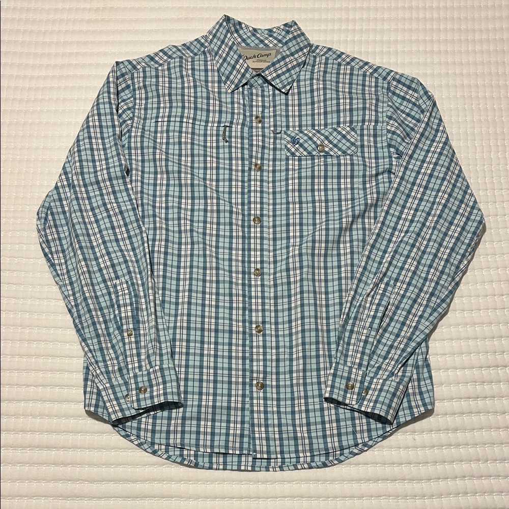 Duck Camp Vented Blue Plaid Men's Casual Shirt